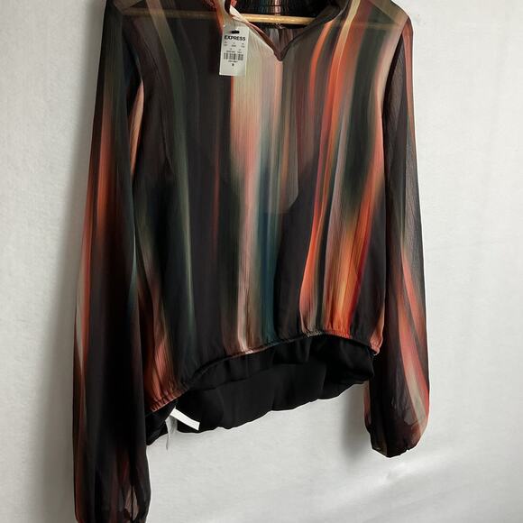 Express Womens Size M Multi Striped Transparent New with tags Blouse - Picture 5 of 8